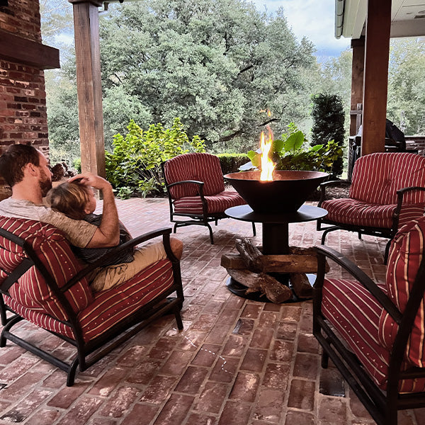 Outdoor Iron Pedestal Fire Bowl and Log Holder - - Sale
