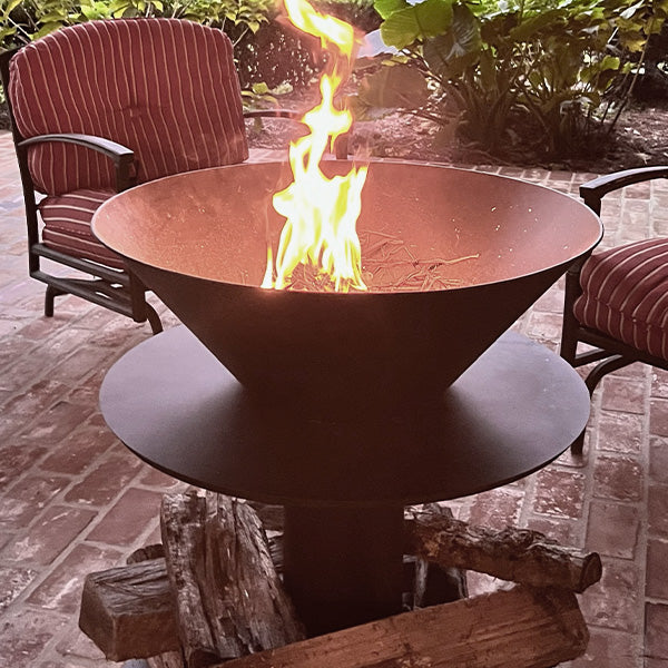 Outdoor Iron Pedestal Fire Bowl and Log Holder - - Sale