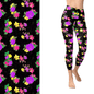 Neon Painted Flowers Full Length leggings with Pockets - - LEGGINGS & CAPRIS