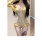 Floral Ruffle Swimsuit Set – Kawaii Push-Up Bikini with Cover-Up - Yellow - Swimwear