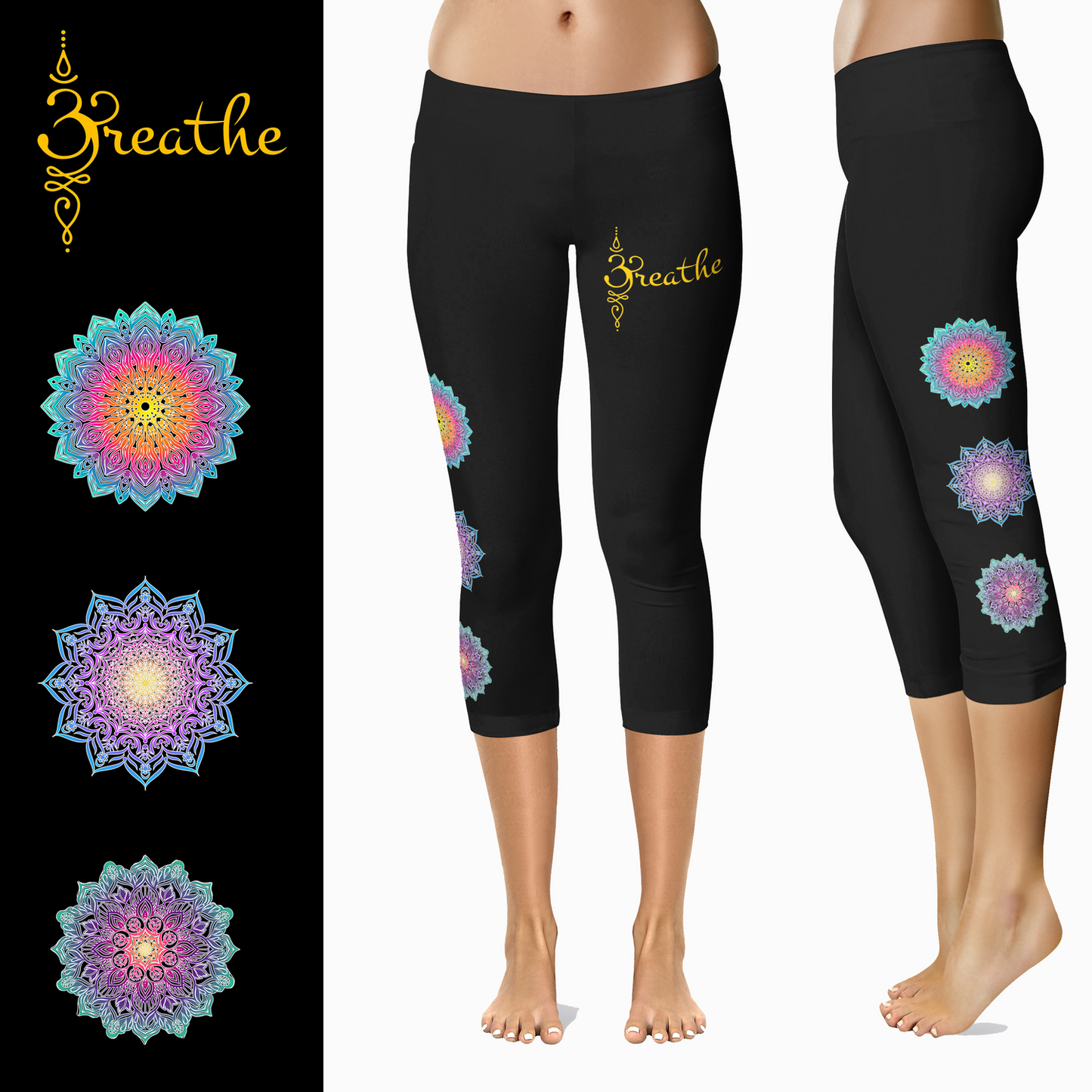 Mandala Leggings with Pockets Full or Capri Length - Capri - Apparel