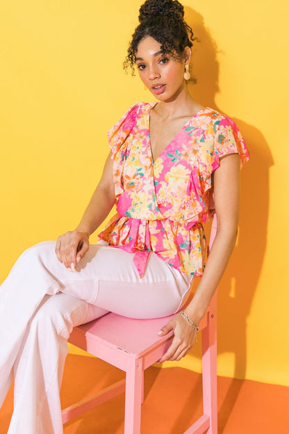 FADED VIEW WOVEN TOP - - TOPS