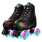 Black Classic High-top Outdoor Roller Skates Light-Up Wheels - Lightning Black Flash 39 - 9.55in - Women's 7.5 Men's 6.5 - skates