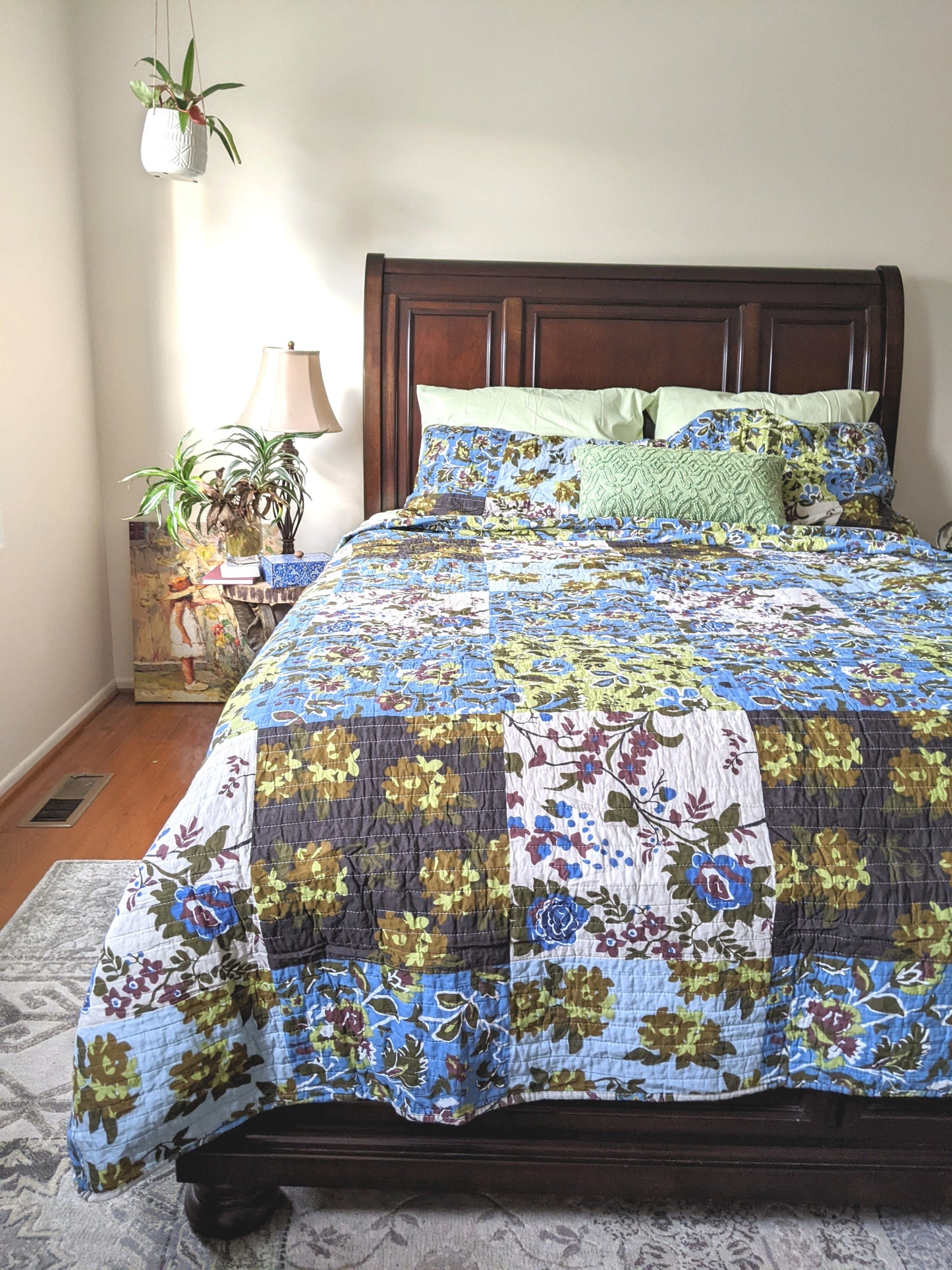 Tache Mystical Forest Green Blue Leaves Cotton Quilt Set (KST1504) - - Quilt / Bedspread