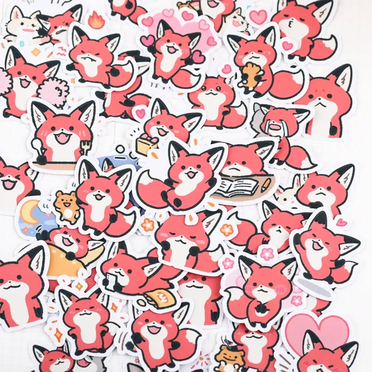 38pcs Little Fox Cartoon Stickers - DIY Photo Album Waterproof Decoration - -