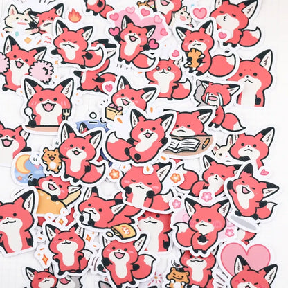 38pcs Little Fox Cartoon Stickers - DIY Photo Album Waterproof Decoration - -