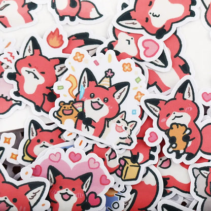38pcs Little Fox Cartoon Stickers - DIY Photo Album Waterproof Decoration - -