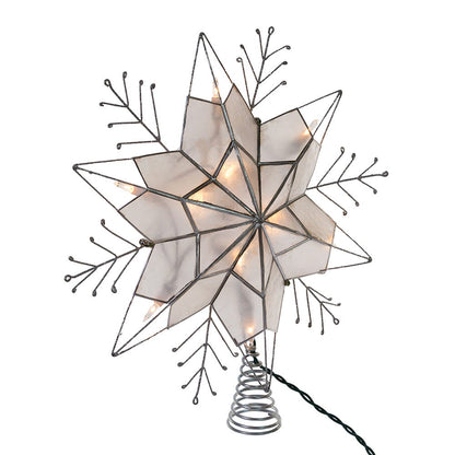 Capiz Silver Snowflake Star Treetop - 10-Light - 14 Inch - - Christmas >> Tree Toppers