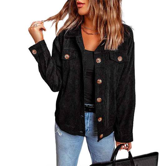 Corduroy Pocket Button Casual Jacket Shirt - Kia Day Design