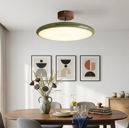 French Retro Cream Saucer Ceiling Lamp - ∅19.7"xH3.5" Green - Ceiling Light