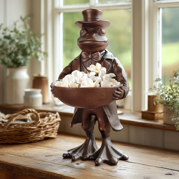 Charming Frog Bronze Bowl | Dapper Critters Collection - - Sale
