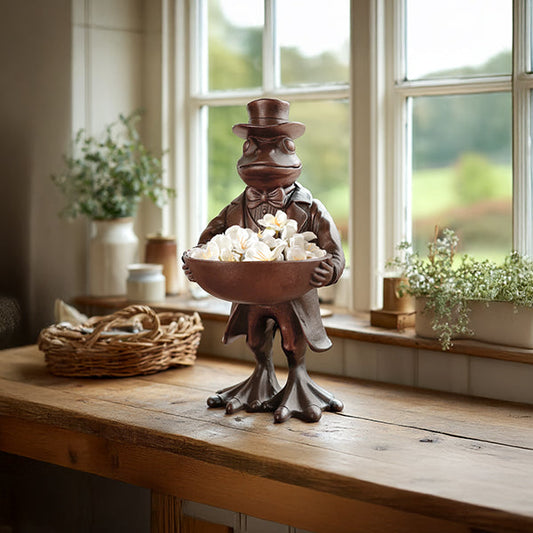 Charming Frog Bronze Bowl Dapper Critters Collection - - Sale