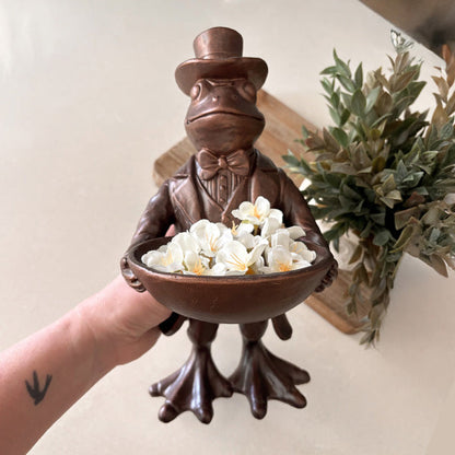 Charming Frog Bronze Bowl | Dapper Critters Collection - - Sale