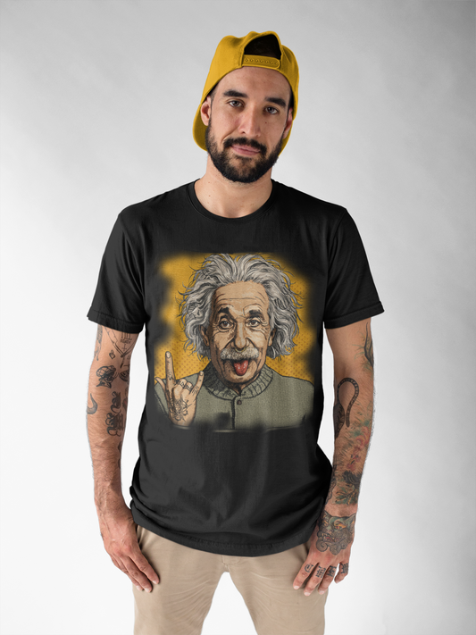 Rock On Einstein Graphic T-Shirt - Solid Black - Graphic Tee