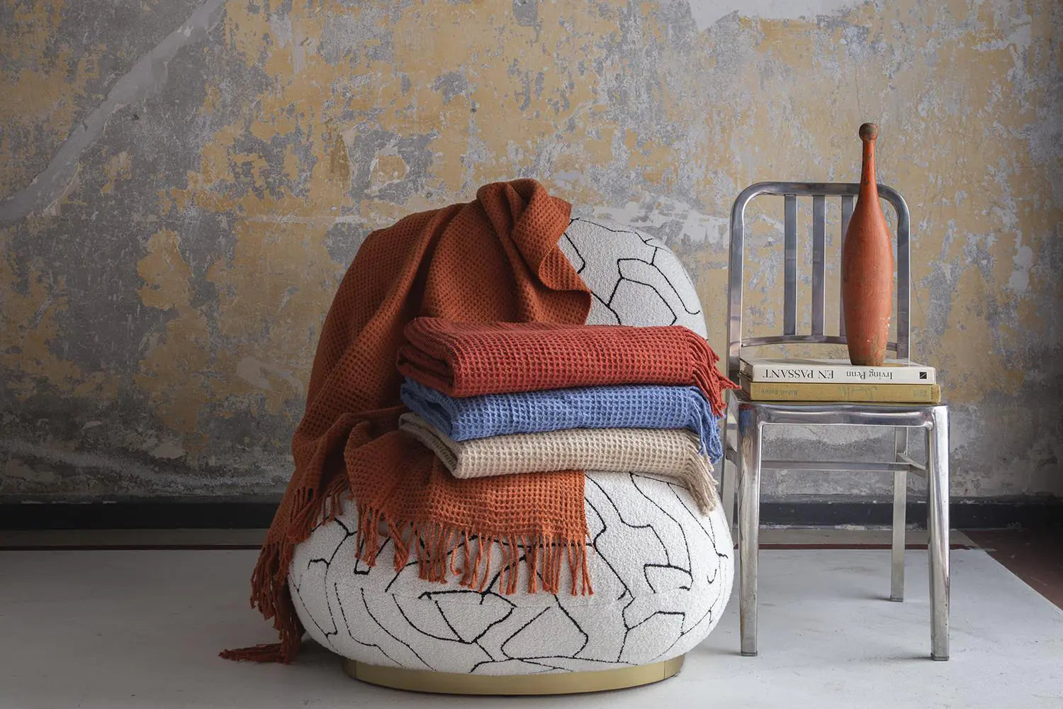 Aksu Brighton Collection Waffle TV Blanket 130x170 Beige Kia Day Design