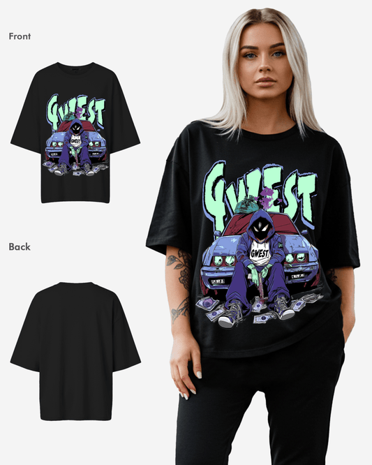 G West Womens HEIST Oversized TEE - Black - Womens Oversizes T-Shirt