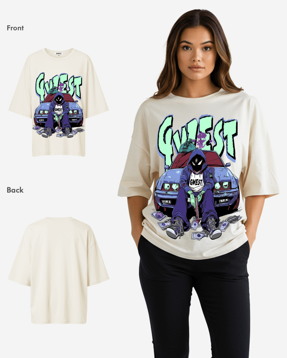 G West Womens HEIST Oversized TEE - Cream - Womens Oversizes T-Shirt