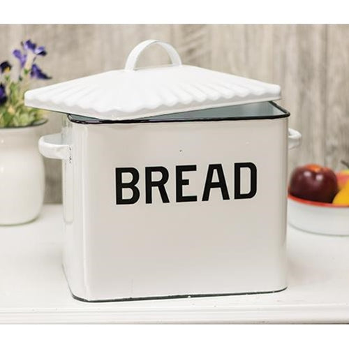 Black Rim Enamel Bread Box - - Countertop