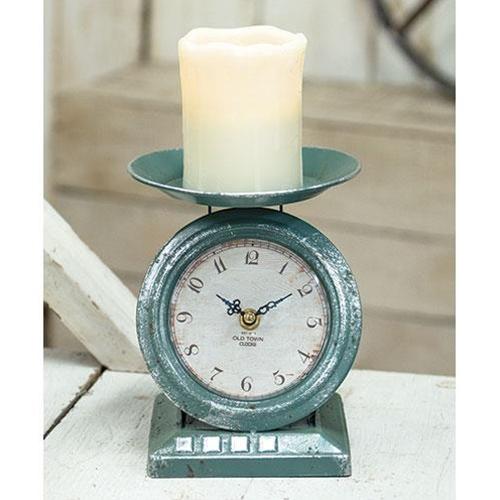 Vintage Blue Old Town Scale Clock - - Clocks and Calendars