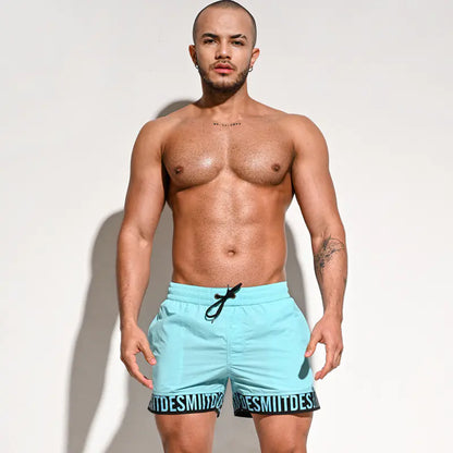Mens Loose Beach Sports Swim Trunks - Sky Blue 3XL - swimwear