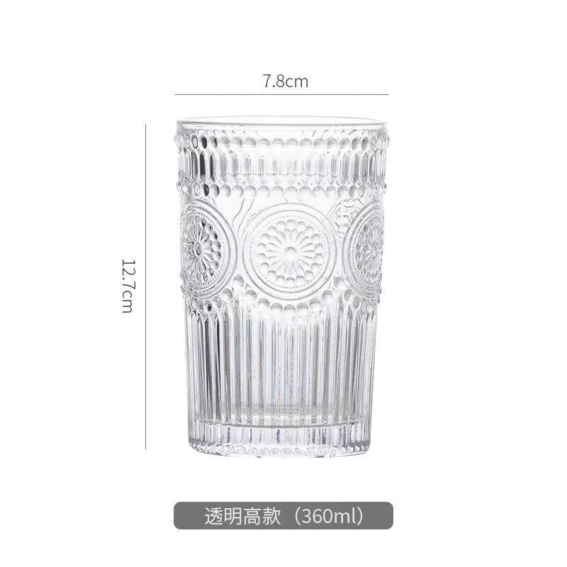 Embossed Sunflower Glass Mug - Scandinavian Style Drinkware Kia Day Design