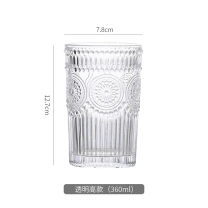 Embossed Sunflower Glass Mug - Scandinavian Style Drinkware Kia Day Design