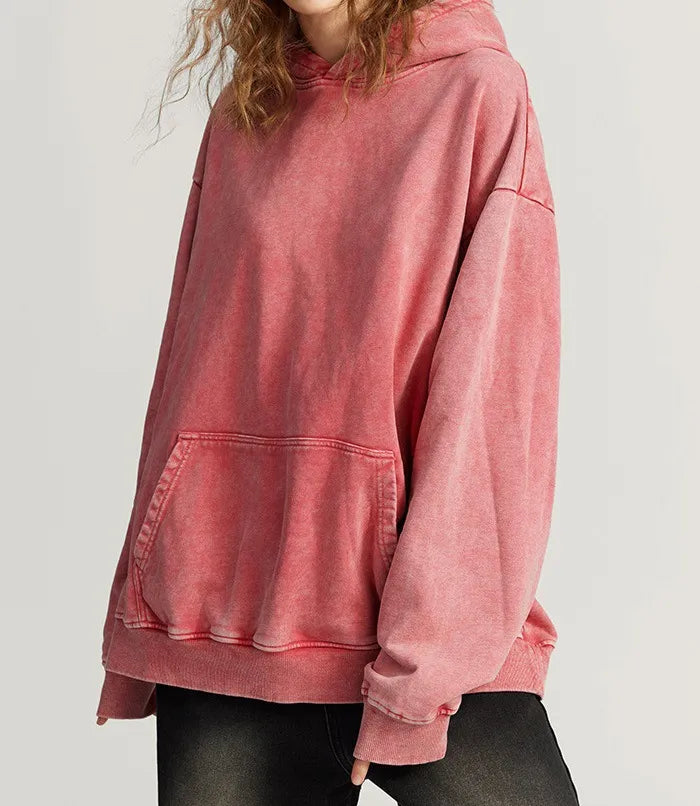 Thickened Washed Old Gradient Solid Color Batik Hooded Sweater For Men - Kia Day Design