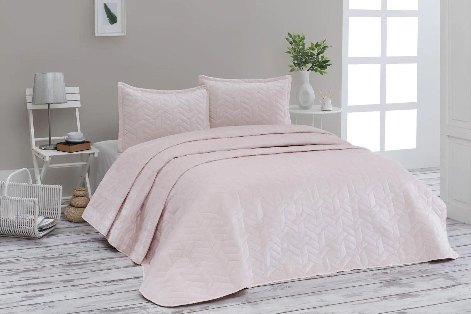 Dinarsu Bedspread Set Double Ruby Powder Kia Day Design