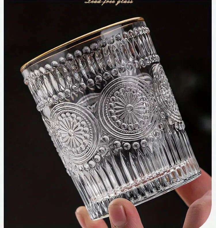 Embossed Sunflower Glass Mug - Scandinavian Style Drinkware Kia Day Design