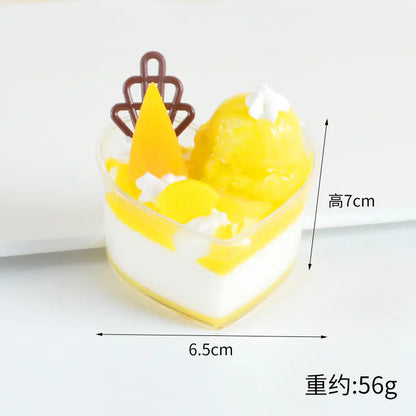 Miniature Faux Cupcake and Dessert Fridge Magnets - (Heart-shaped plastic box) lemon yellow-single without packaging - magnets