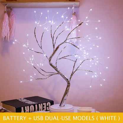 LED Night Light Tabletop Bonsai Tree Light USB 108 LED White