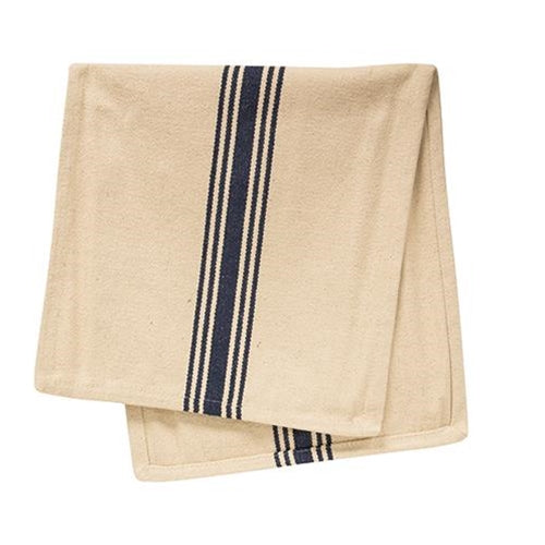 Grain Sack Cream and Navy Stripe Towel (Pack of 4) - - Decor