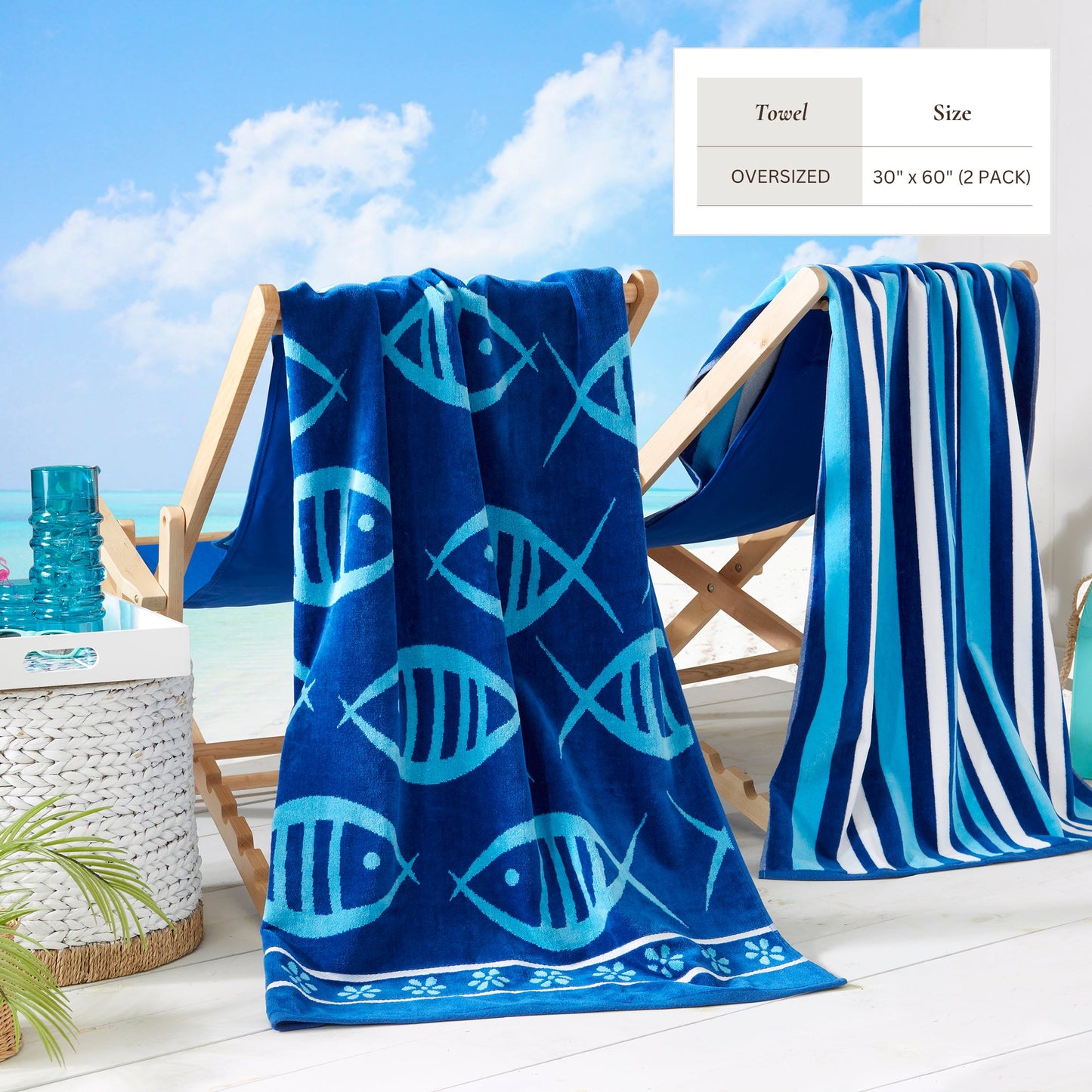 Cotton Velour Beach Towel - Maui Collection - - Beach Towels