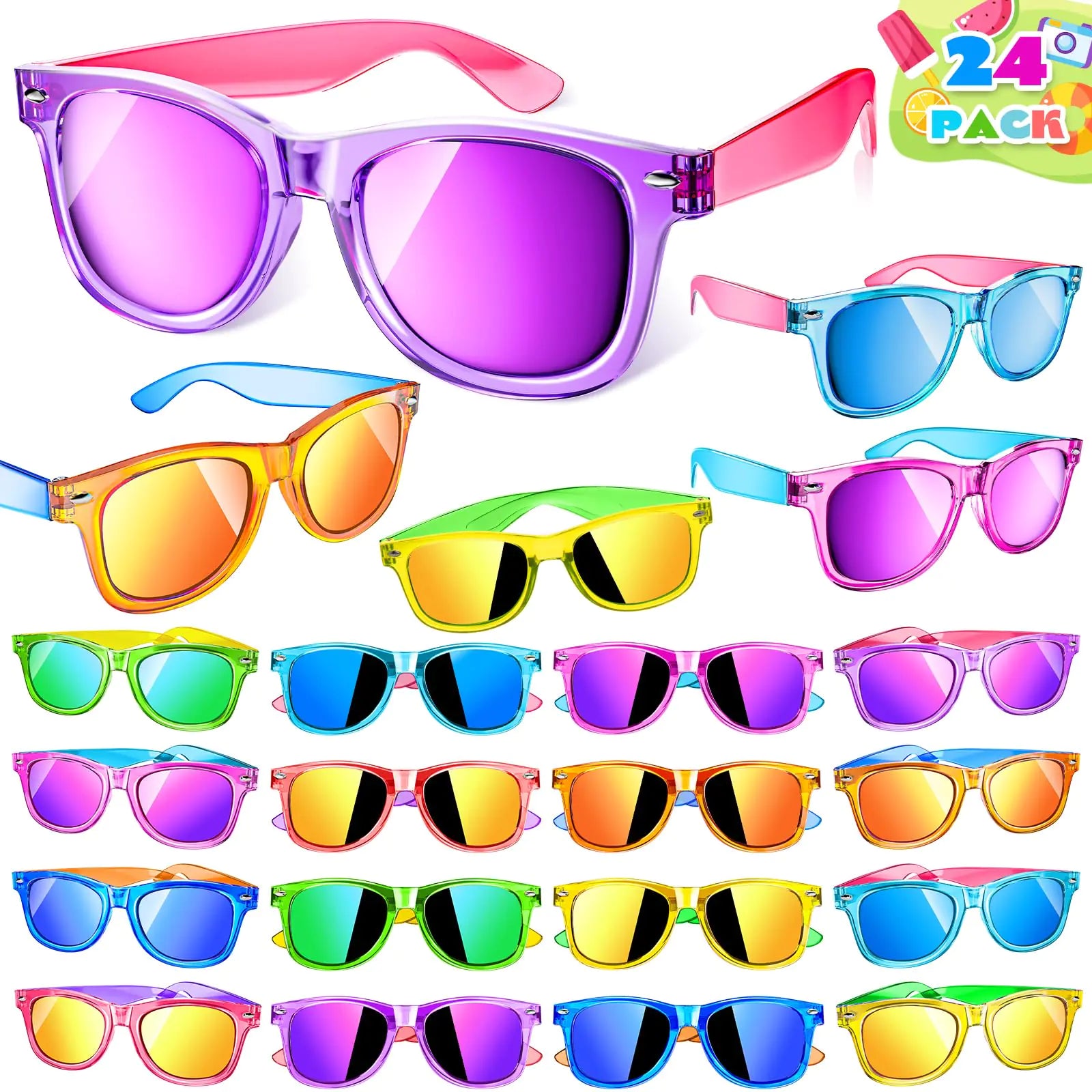 24 Pack Kids Neon Sunglasses Party Favor with UV400 Protection Kids 3-8 - 24 Pack Kids Sunglasses - sunglasses