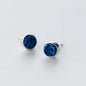 Round Blue Crystal Stud Earrings - Earring - earrings