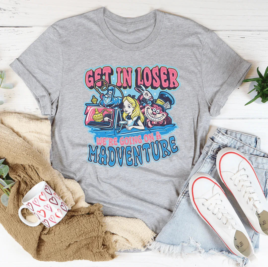 Get In Loser We're Going On A Madventure Tee - Athletic Heather - T-Shirt