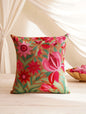 Multicolour Kashmiri Crewel Cotton & Silk Cushion Cover - 19 x 16 Inch Multicolour - Pillowcases