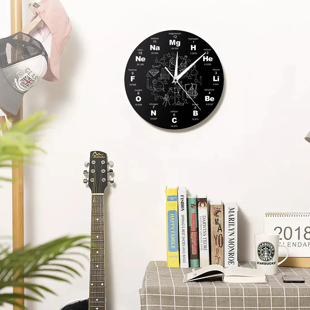 Periodic Table Wall Clock with Acrylic Design - Kia Day Design