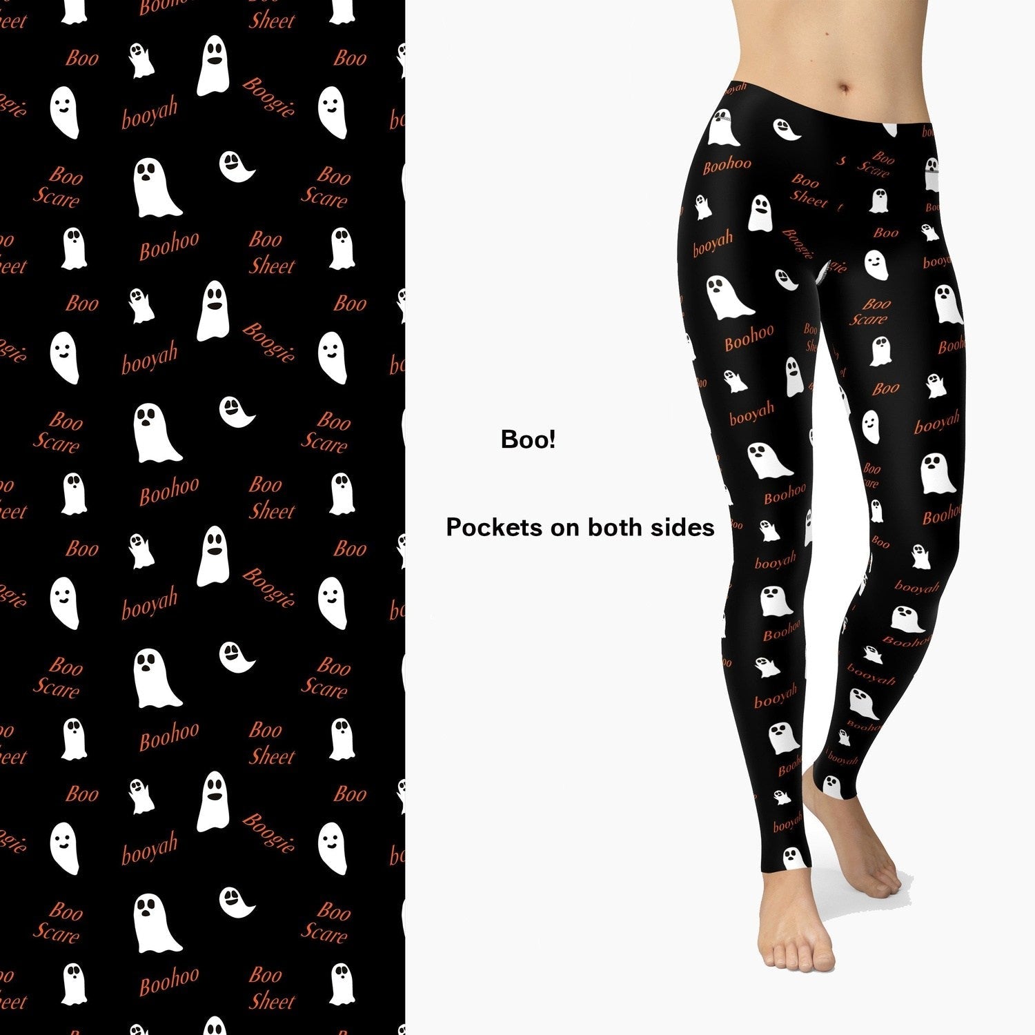 Ghosts with Attitude Full Length Leggings with Pockets - 2X-4X = TC - LEGGINGS & CAPRIS