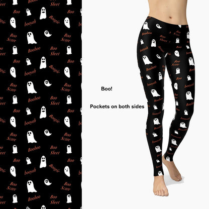 Ghosts with Attitude Full Length Leggings with Pockets - 2X-4X = TC - LEGGINGS & CAPRIS