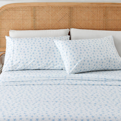 Coastal Printed Sheet Set - Newport Collection - Starfish - Blue - Bed Sheets