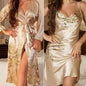 Cherry Print Satin Nightgown & Robe Set Kia Day Design