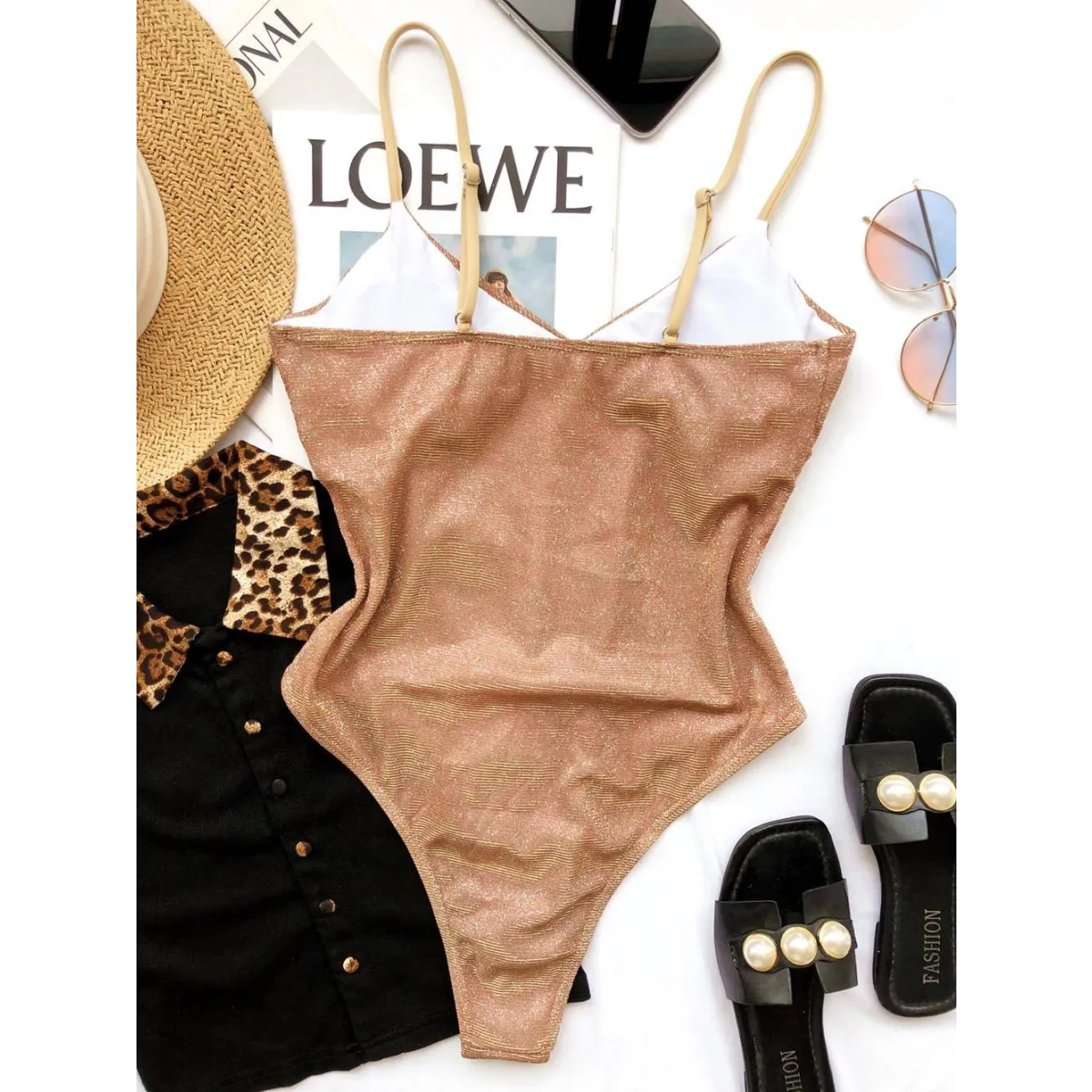 Glitter One-piece Swimsuits - -