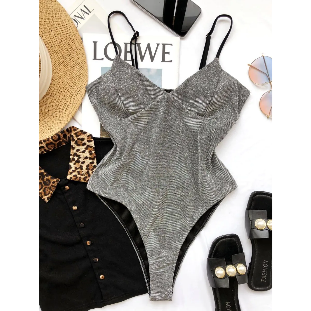 Glitter One-piece Swimsuits - -