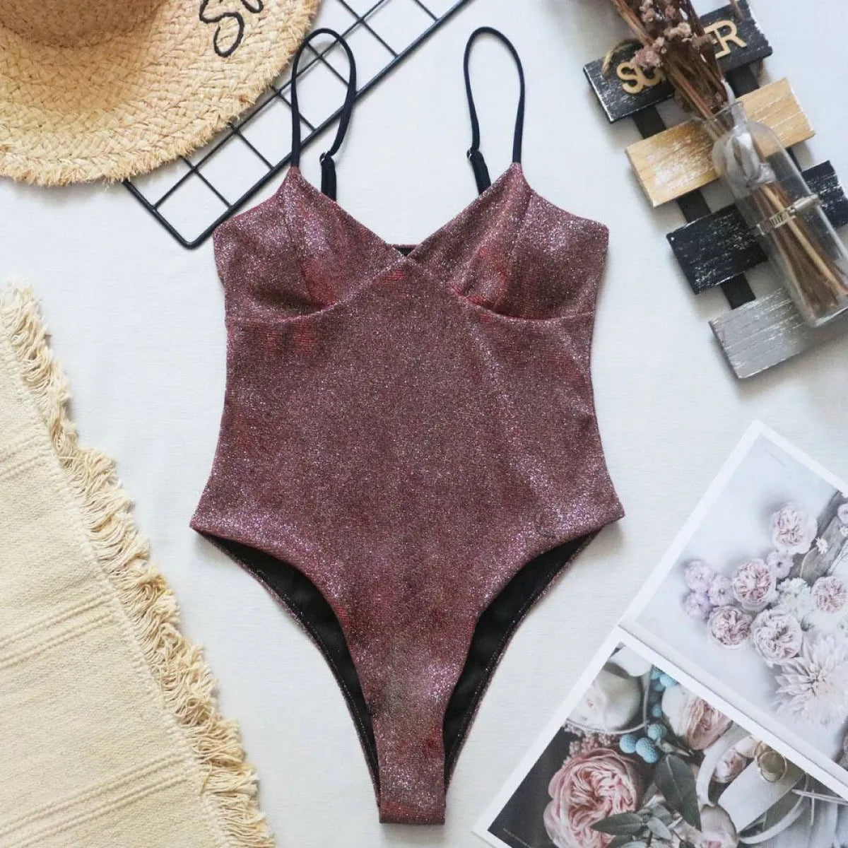 Glitter One-piece Swimsuits - -