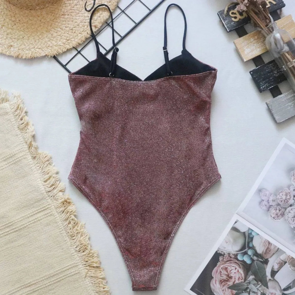 Glitter One-piece Swimsuits - -