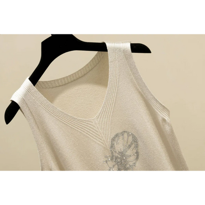 Glitter Print Tank Top - -