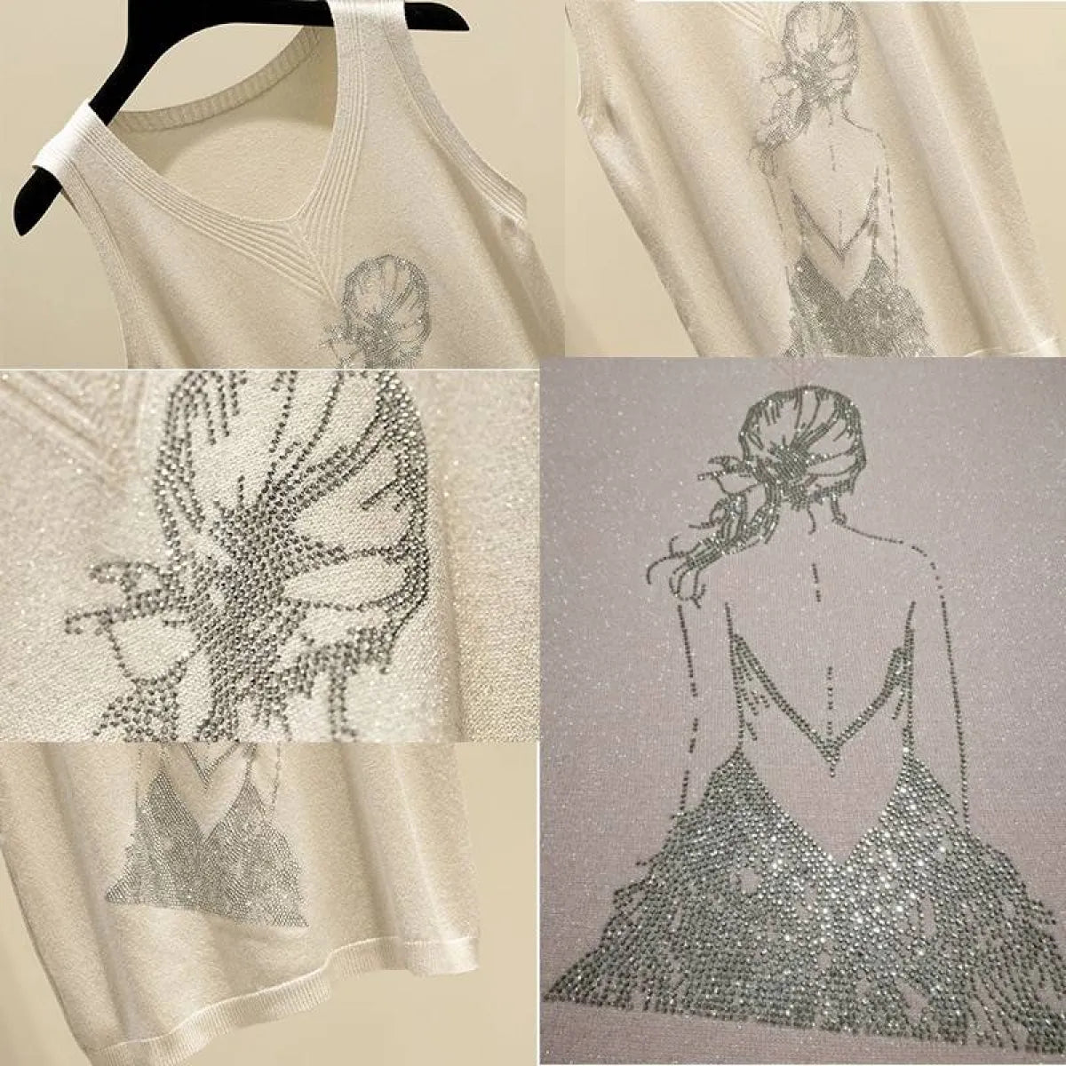 Glitter Print Tank Top - -