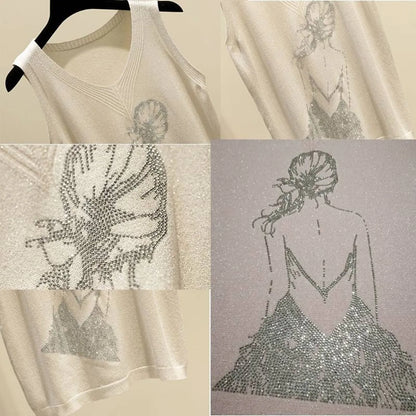 Glitter Print Tank Top - -
