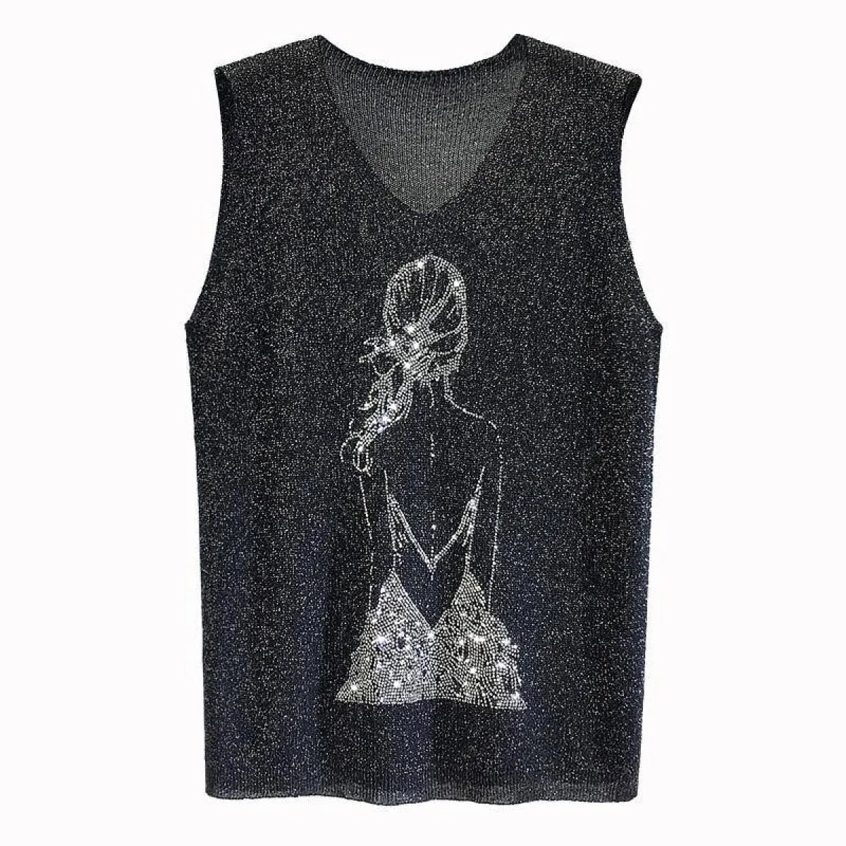 Glitter Print Tank Top - -